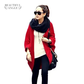 2017 New Fashion Women Casual Korea Loose Shawl Batwing Sleeves Lady Knit Sweater Coat Woolen Women Cardigans Jacket