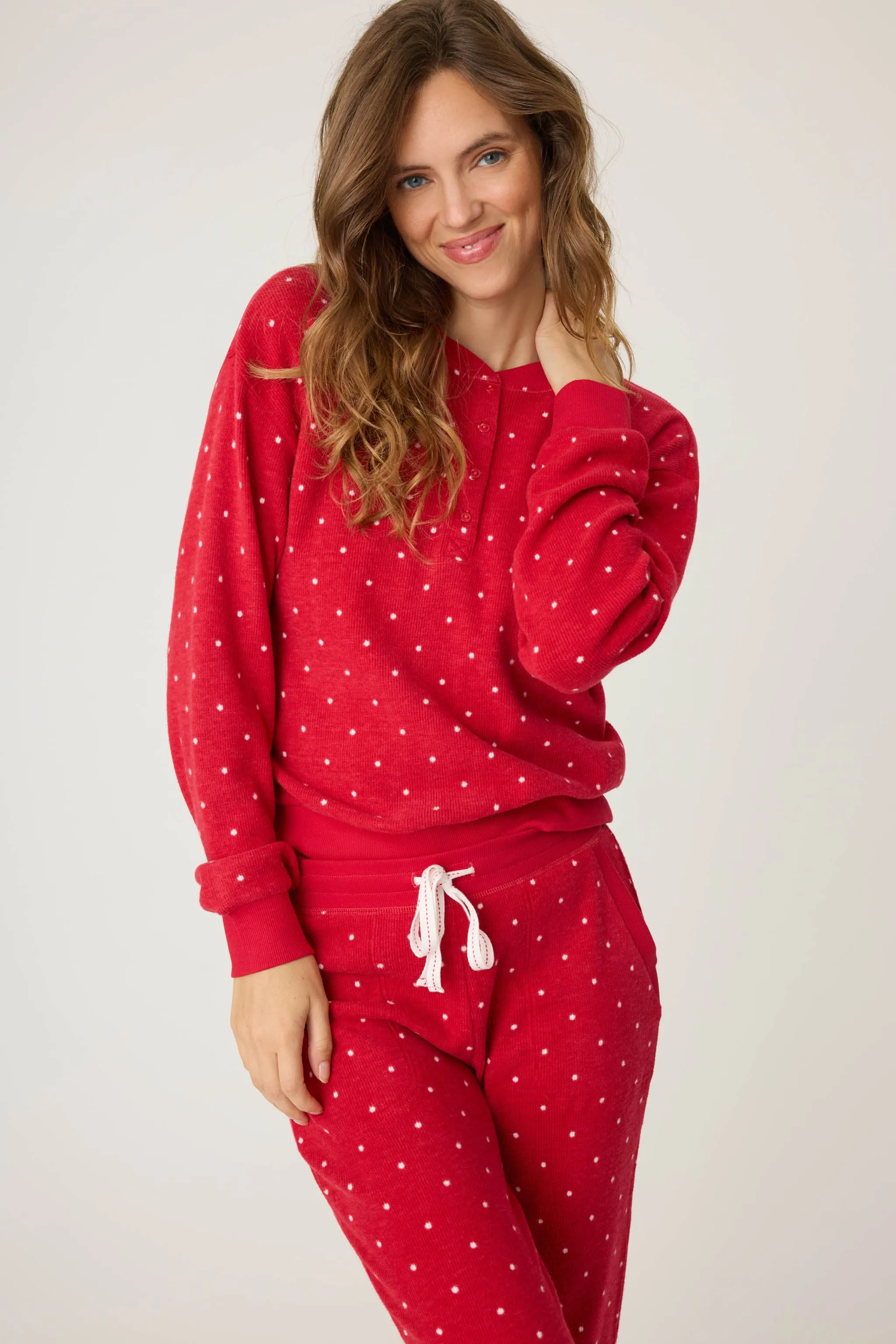 4-Piece Polka Dot Waffle Thermal Jammie Gift Set