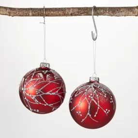 4"H Sullivans Berry Ornament - Set of 2, Red Christmas Ornaments