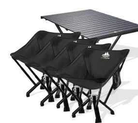 5-Pack: 4xBlack Classic Chairs 1xLong Table