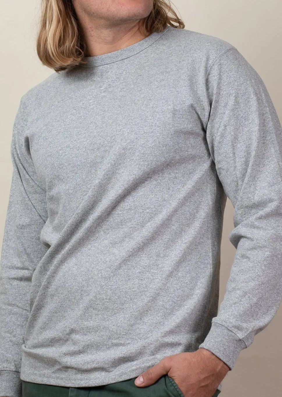 Adult Long Sleeve Crew Neck Grey Mock Twist