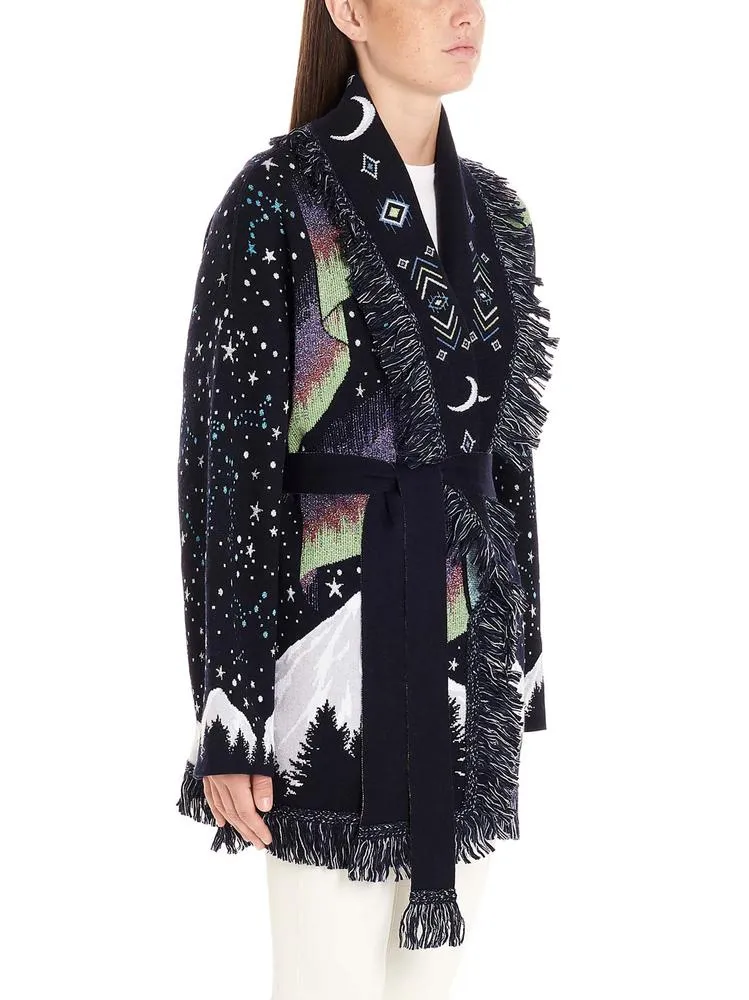 Alanui Jacquard Print Fringed Cardigan Coat