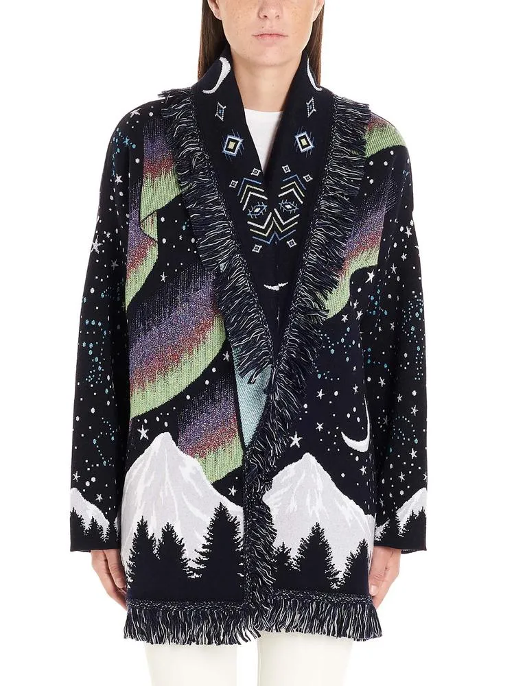 Alanui Jacquard Print Fringed Cardigan Coat