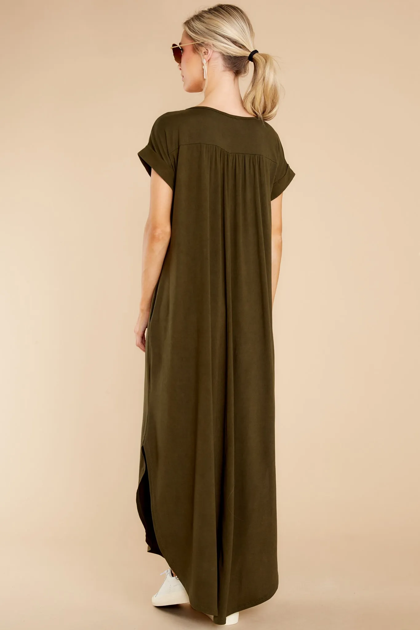 Always The Same Thing Olive Green Maxi Dress