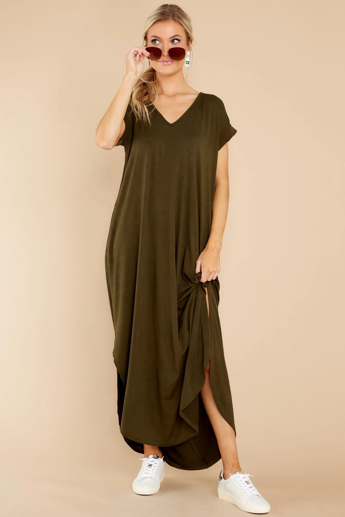 Always The Same Thing Olive Green Maxi Dress