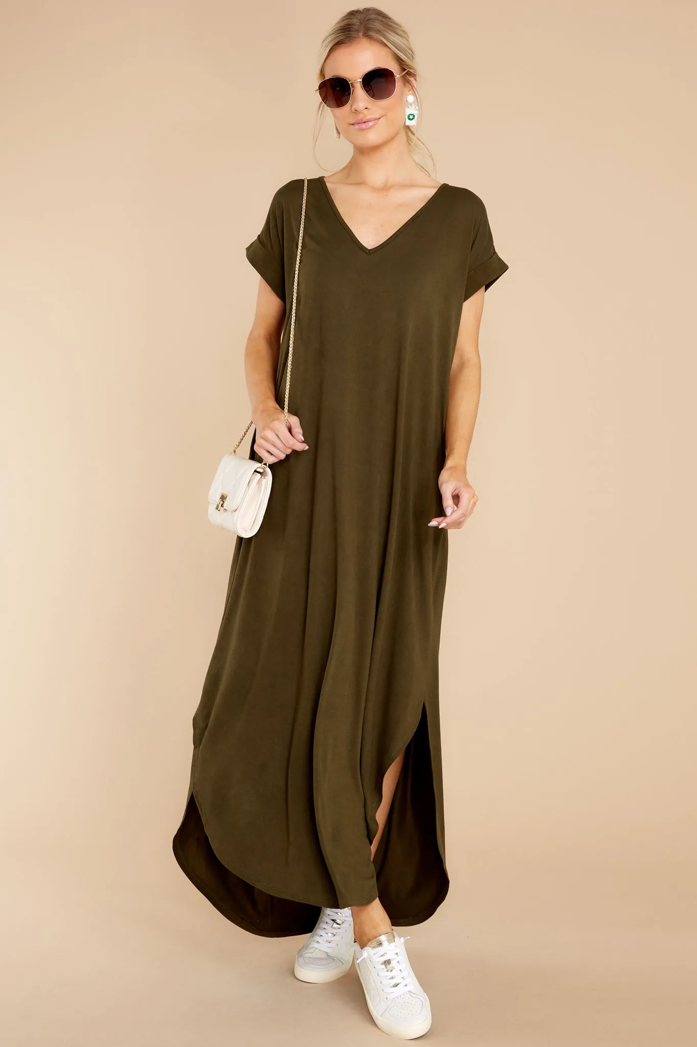 Always The Same Thing Olive Green Maxi Dress