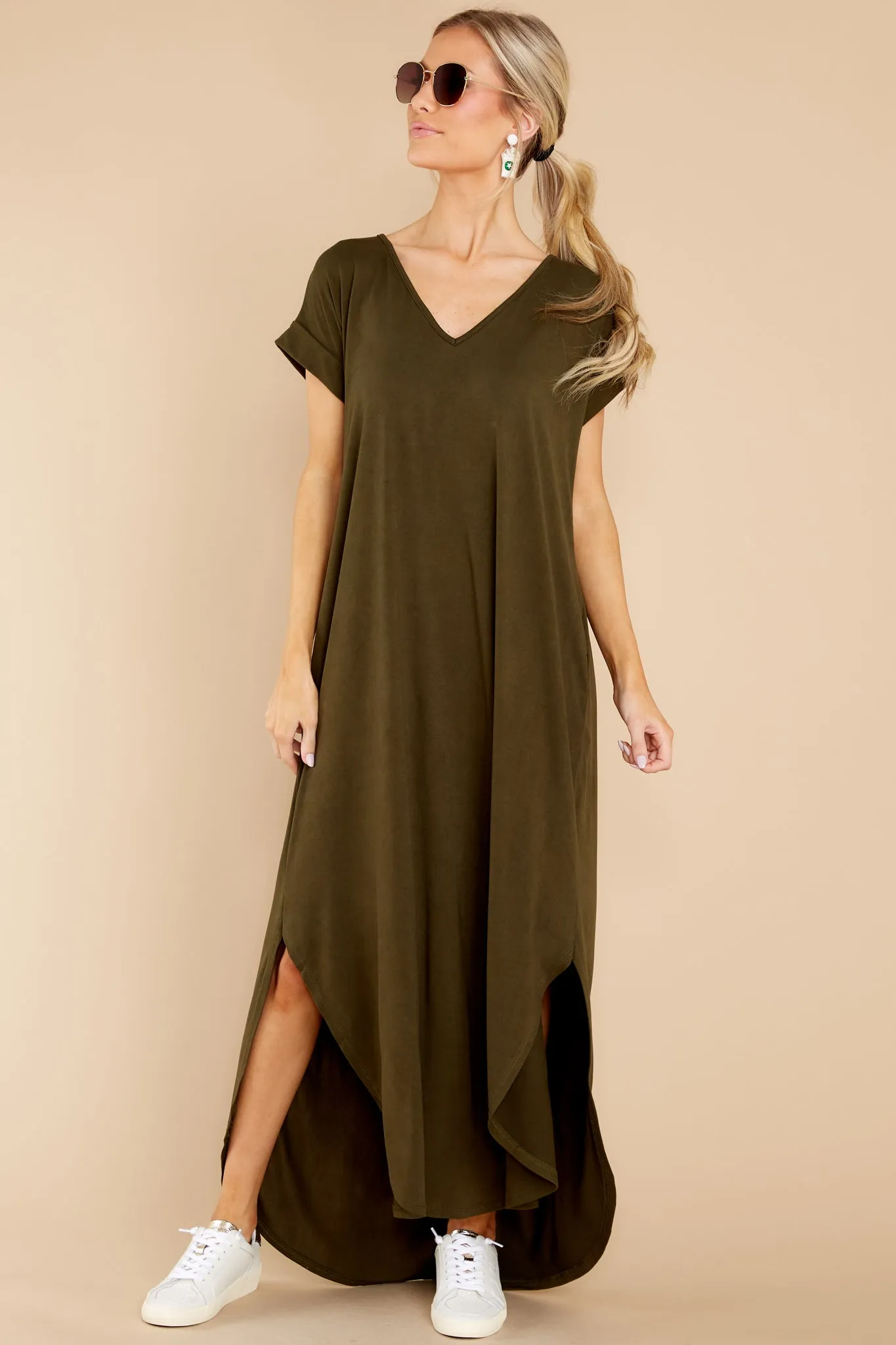 Always The Same Thing Olive Green Maxi Dress