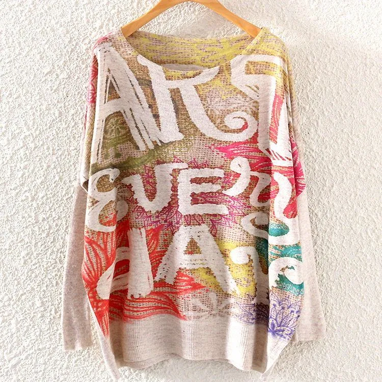 Art Everyday Printed Knitted Long Sleeve