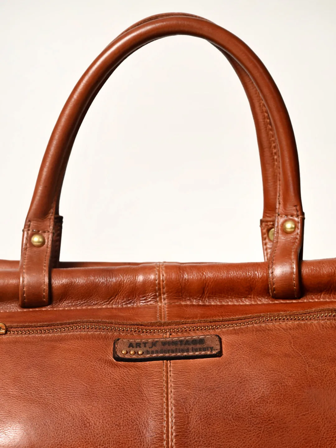 Art N Vintage Drifter: Real Leather Tan Duffle Bag