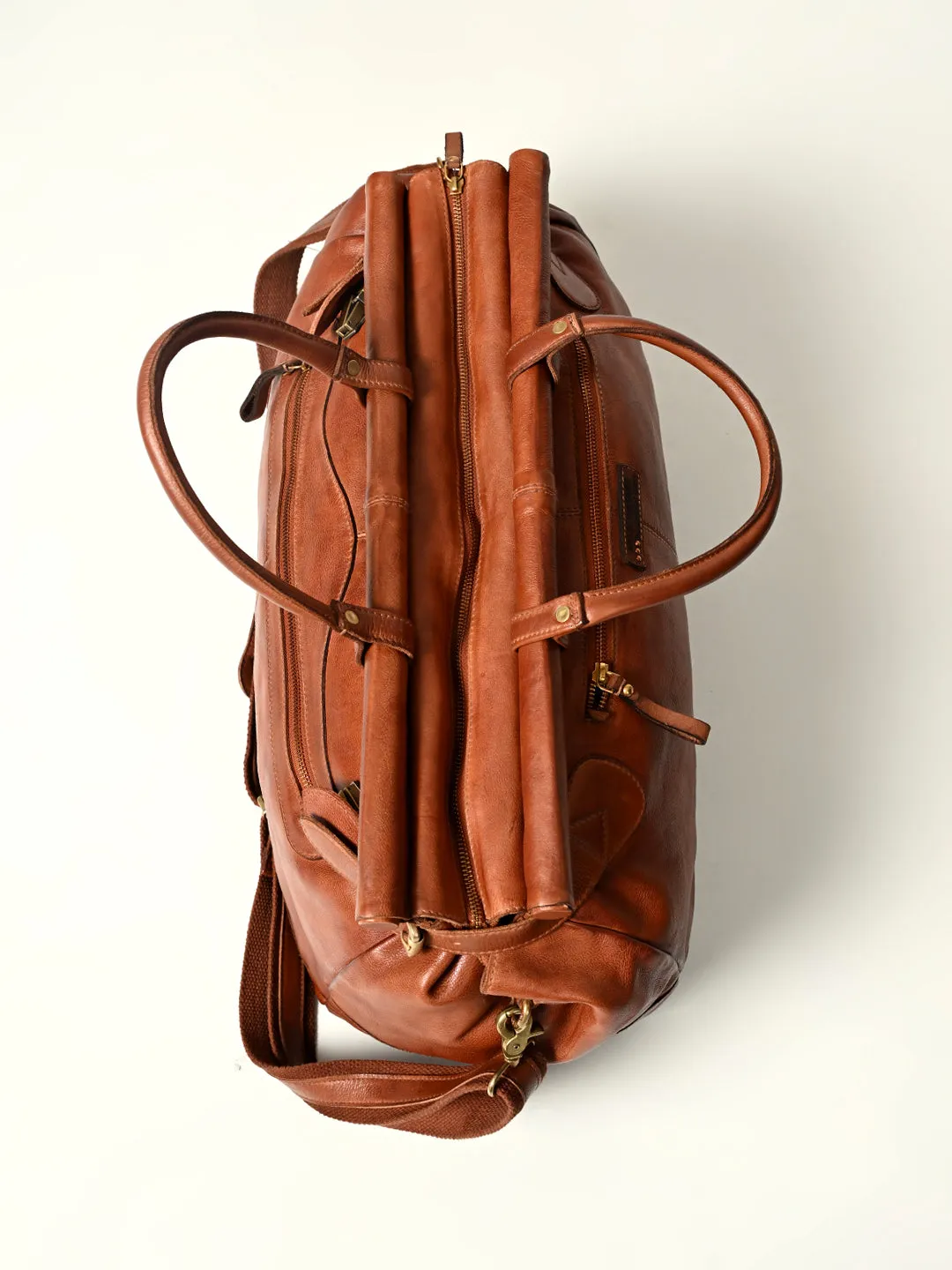 Art N Vintage Drifter: Real Leather Tan Duffle Bag