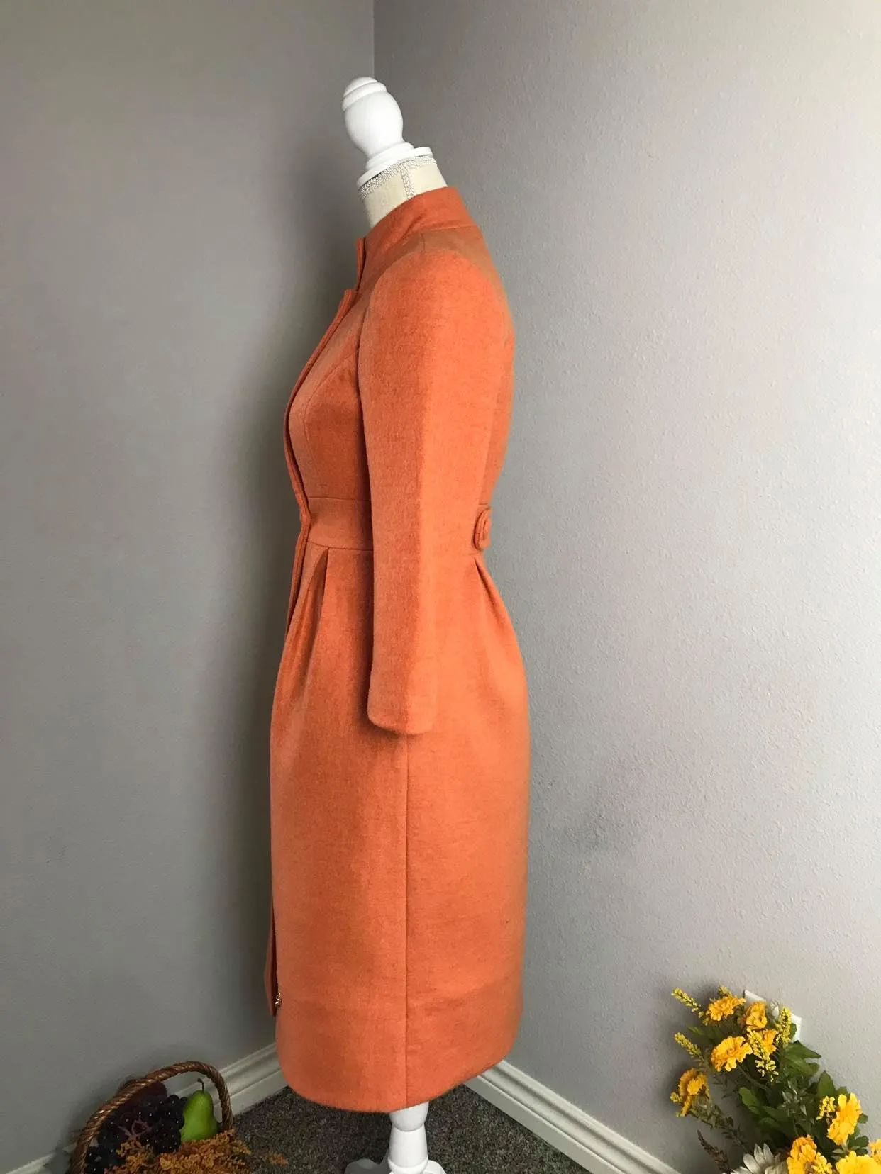 Audrey coat in Tweed patterns Orange  free matching pink dress size XS