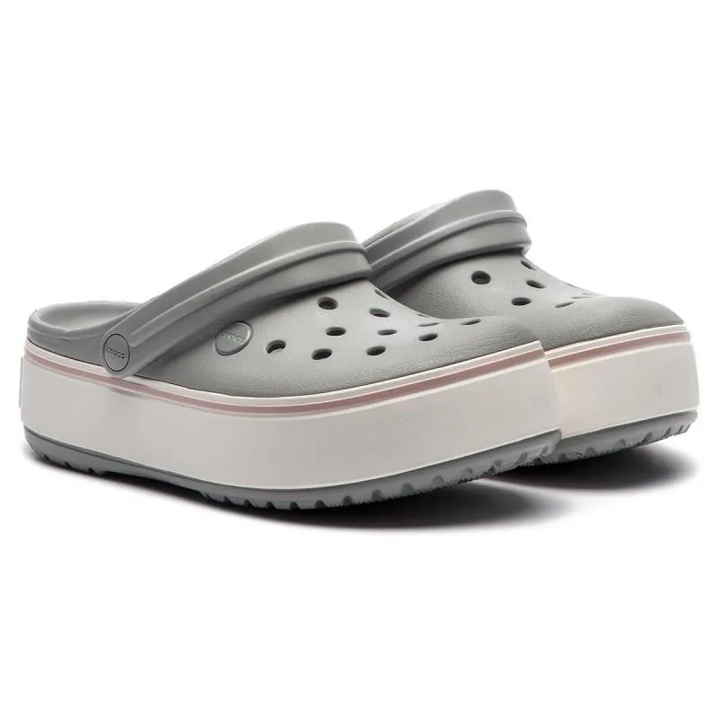 Authentic Crocs Crocband Platform Clog - Light Gray/ Rose