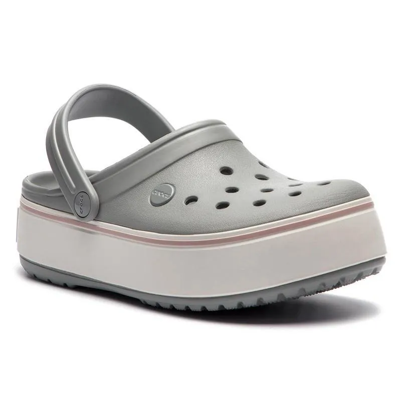 Authentic Crocs Crocband Platform Clog - Light Gray/ Rose