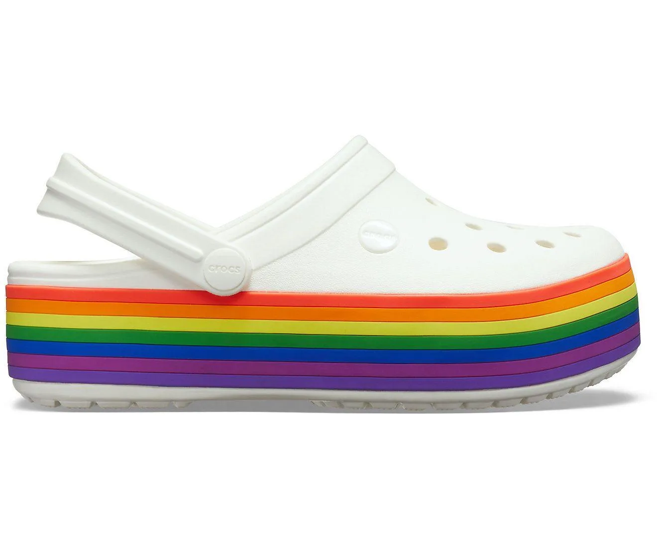 Authentic Crocs Crocband Platform Clog - Multi Rainbow/ White