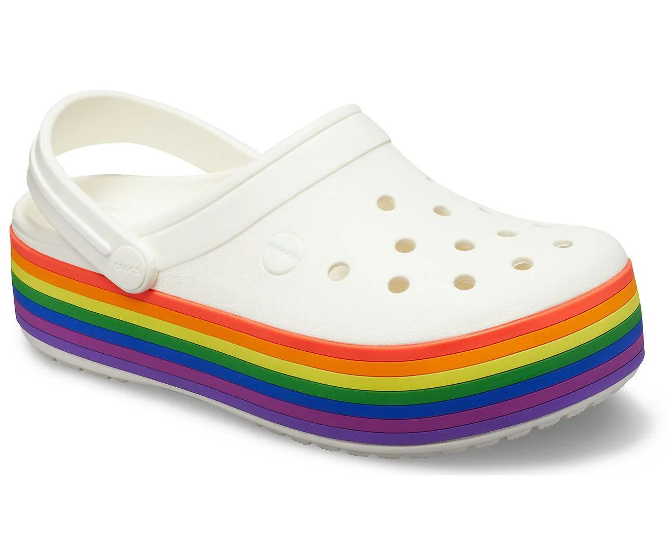 Authentic Crocs Crocband Platform Clog - Multi Rainbow/ White