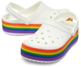 Authentic Crocs Crocband Platform Clog - Multi Rainbow/ White