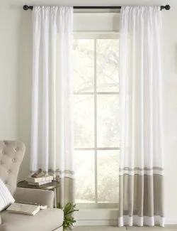 Banded Beach Linen Window Panels