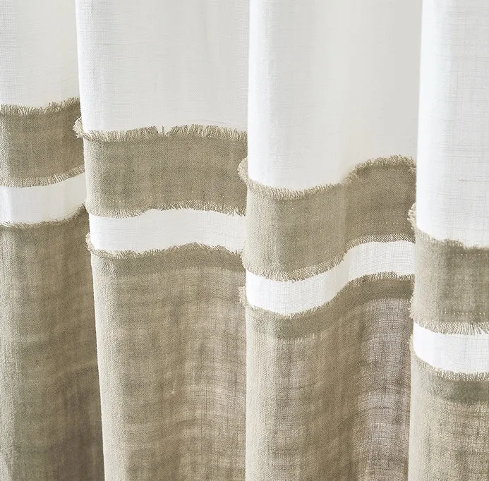 Banded Beach Linen Window Panels