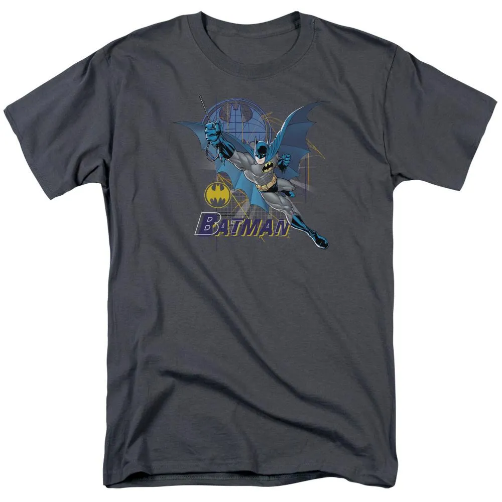 Batman Cape Outstretched Mens T Shirt Charcoal