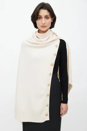 Beige Wool Button Cape