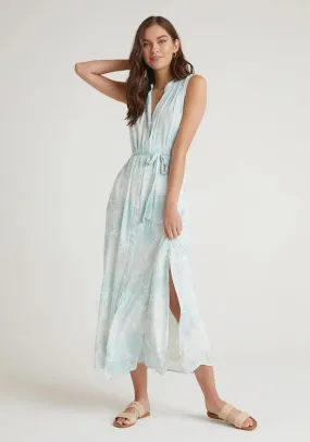 Bella Dahl - Sleeveless Pleat Front Maxi Dress in Havana Olive Palm