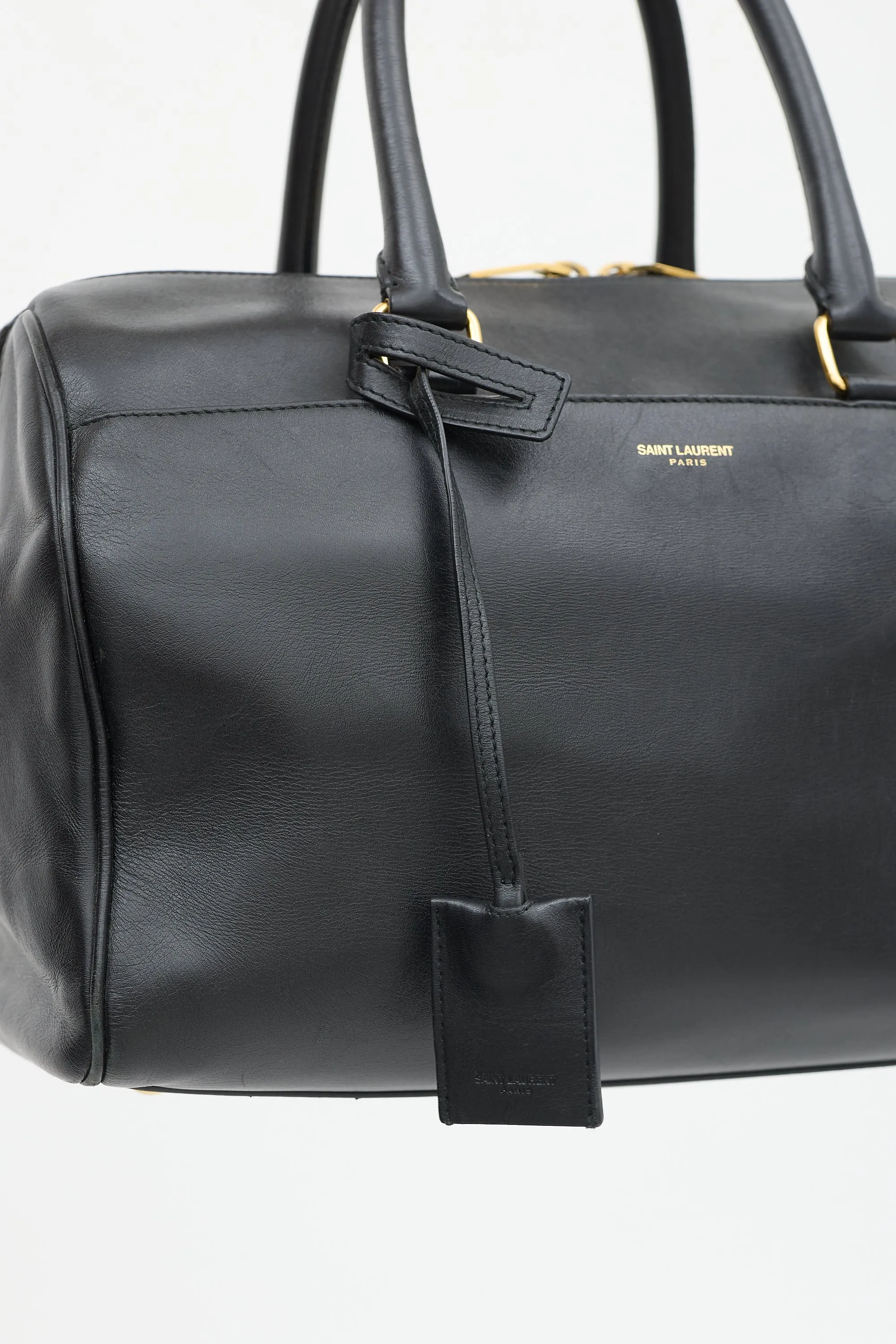 Black Leather Classic Duffle 6 Bag