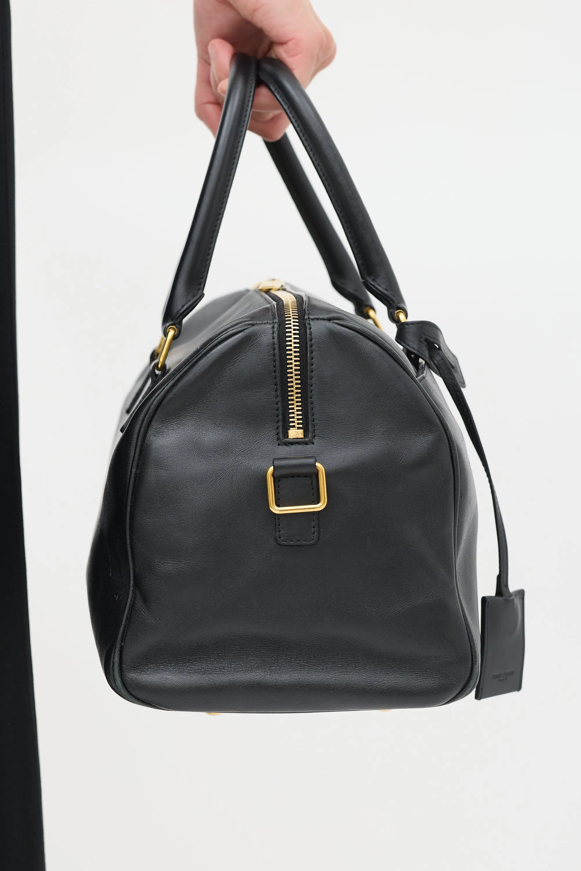 Black Leather Classic Duffle 6 Bag