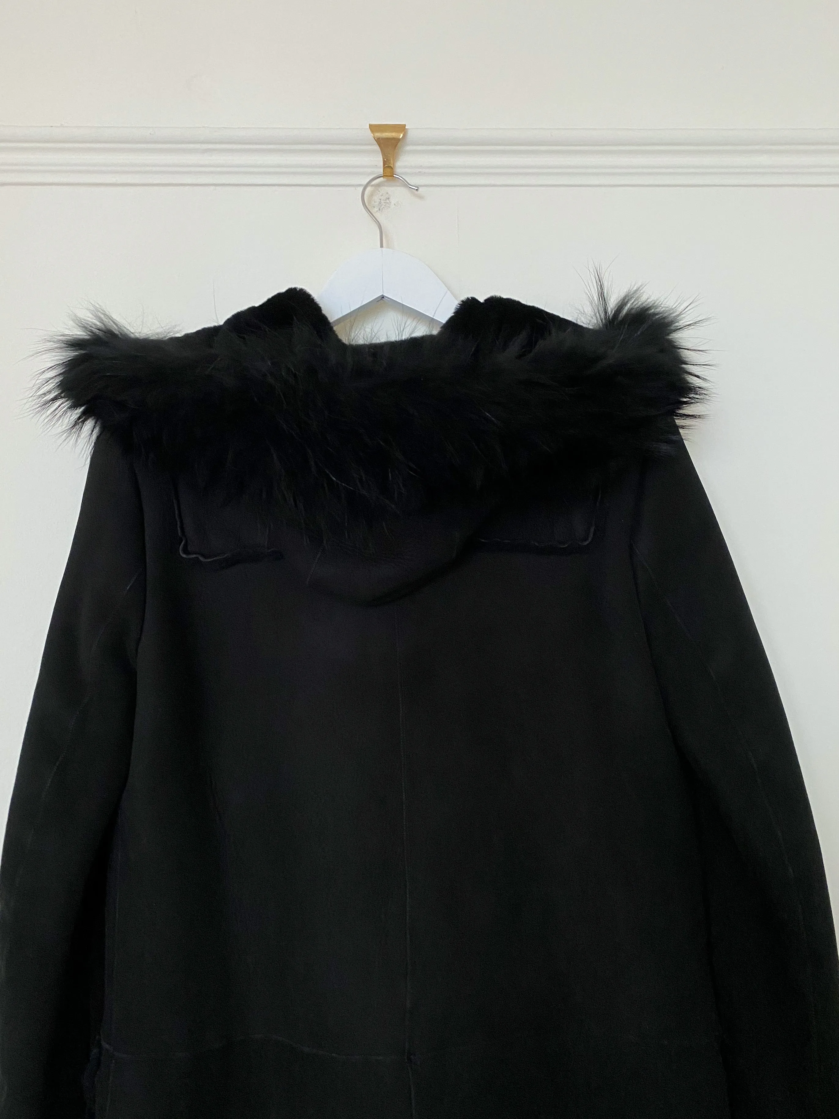 Black Merino Shearling Duffle Coat