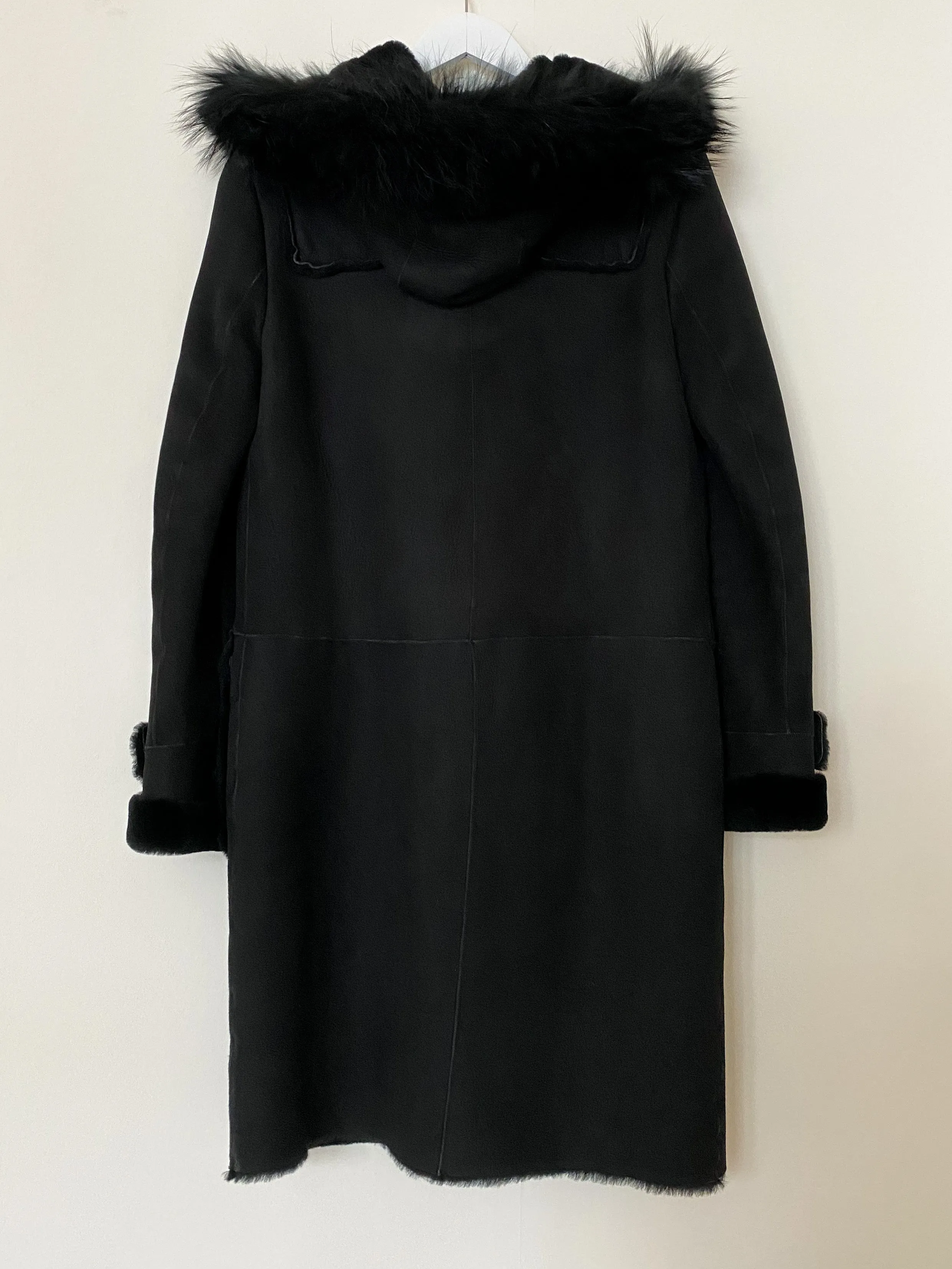 Black Merino Shearling Duffle Coat