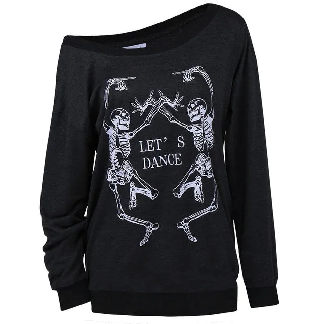 Black Punk Off Shoulder Long Sleeve Shirt