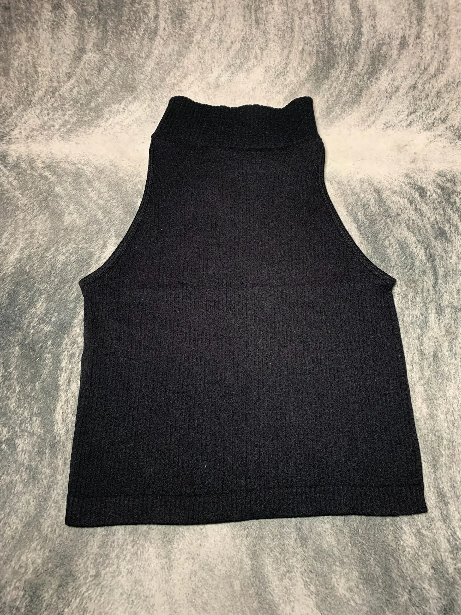 Black Ribbed High Neck Crop Tank