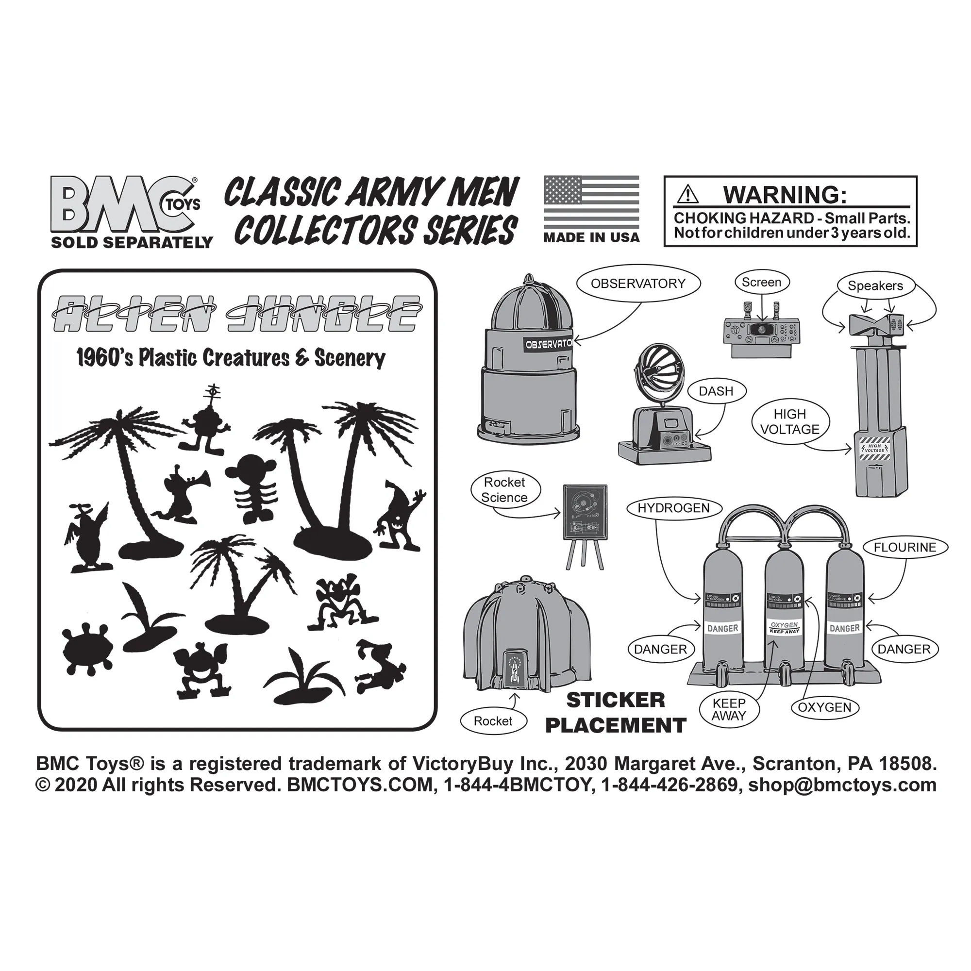 BMC Classic Sci-Fi Mars Base Camp 24pc Plastic Army Men Space Accessory Playset