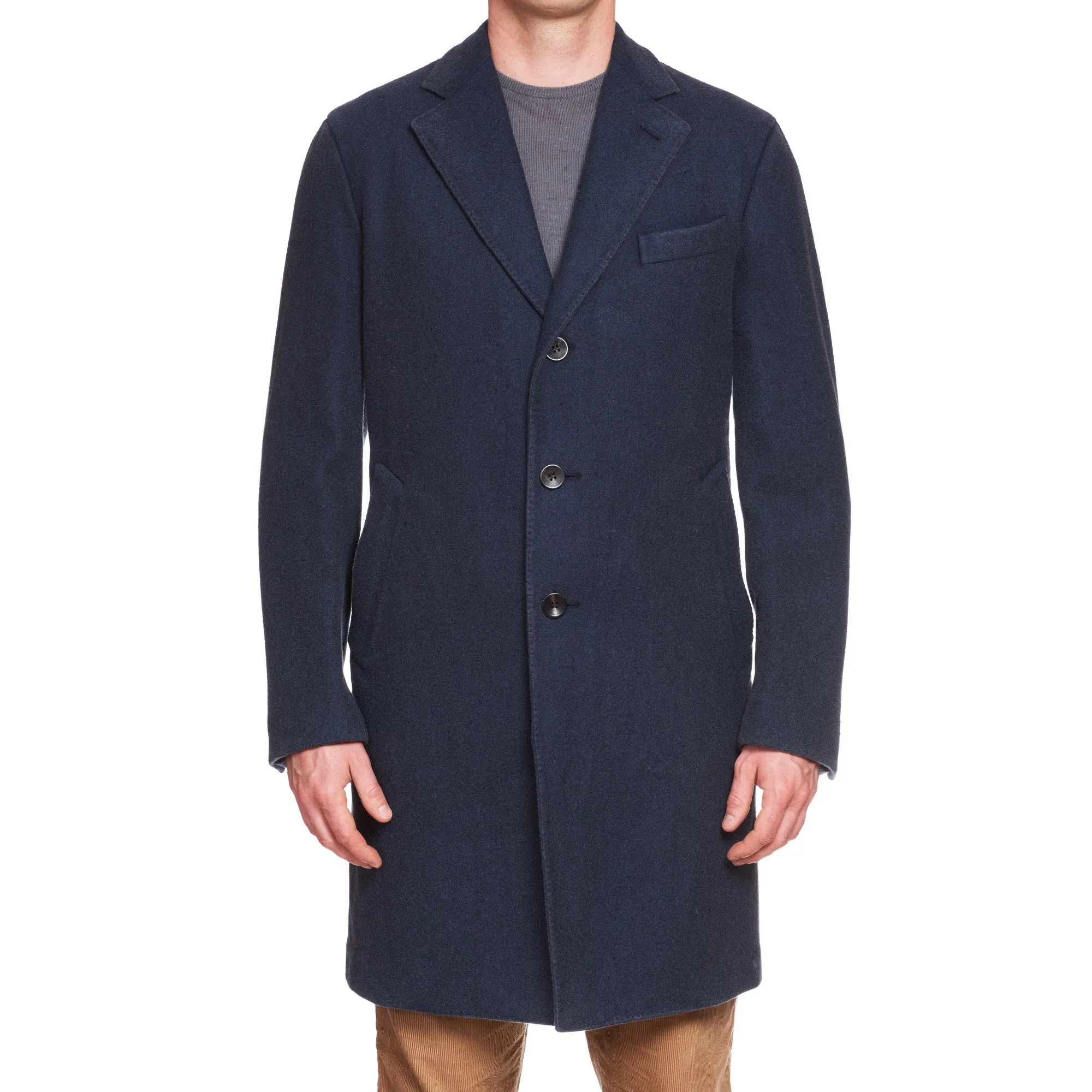 BOGLIOLI Milano Blue Wool Flannel Unlined Over Coat NEW