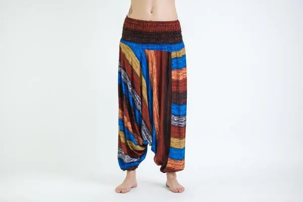 Boho Rust Striped Low-Cut Harem Pants