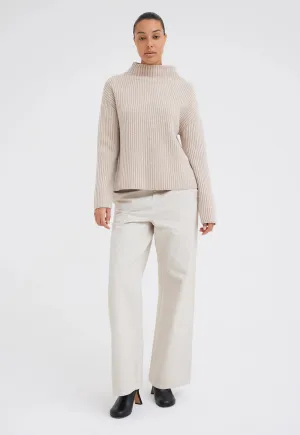 Brill Wool Cashmere Sweater in Paper Neutral