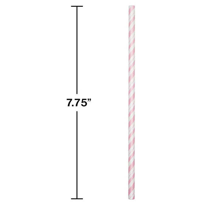 Bulk Classic Pink and White Striped Flex Paper Straws (144 per Case)