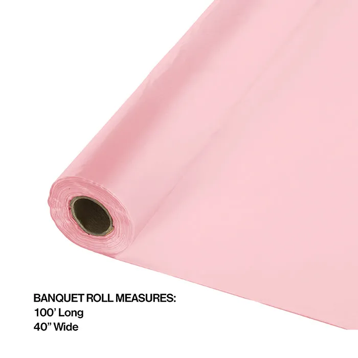 Bulk Classic Pink Plastic Banquet Table Roll 100 ft x 40 inch