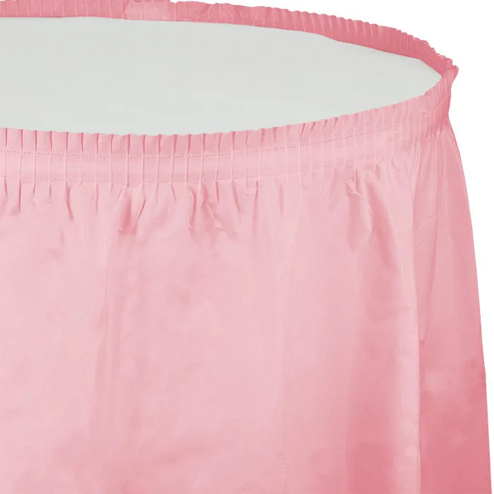 Bulk Classic Pink Plastic Tableskirt 29 inch x 14 ft (6 per Case)