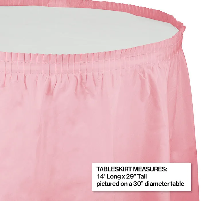 Bulk Classic Pink Plastic Tableskirt 29 inch x 14 ft (6 per Case)