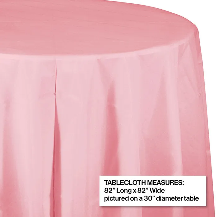 Bulk Classic Pink Round Plastic 82 inch Table Covers (12 per Case)