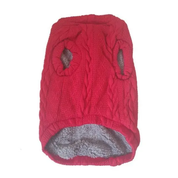 Cable Knit Jersey For Dogs - Red