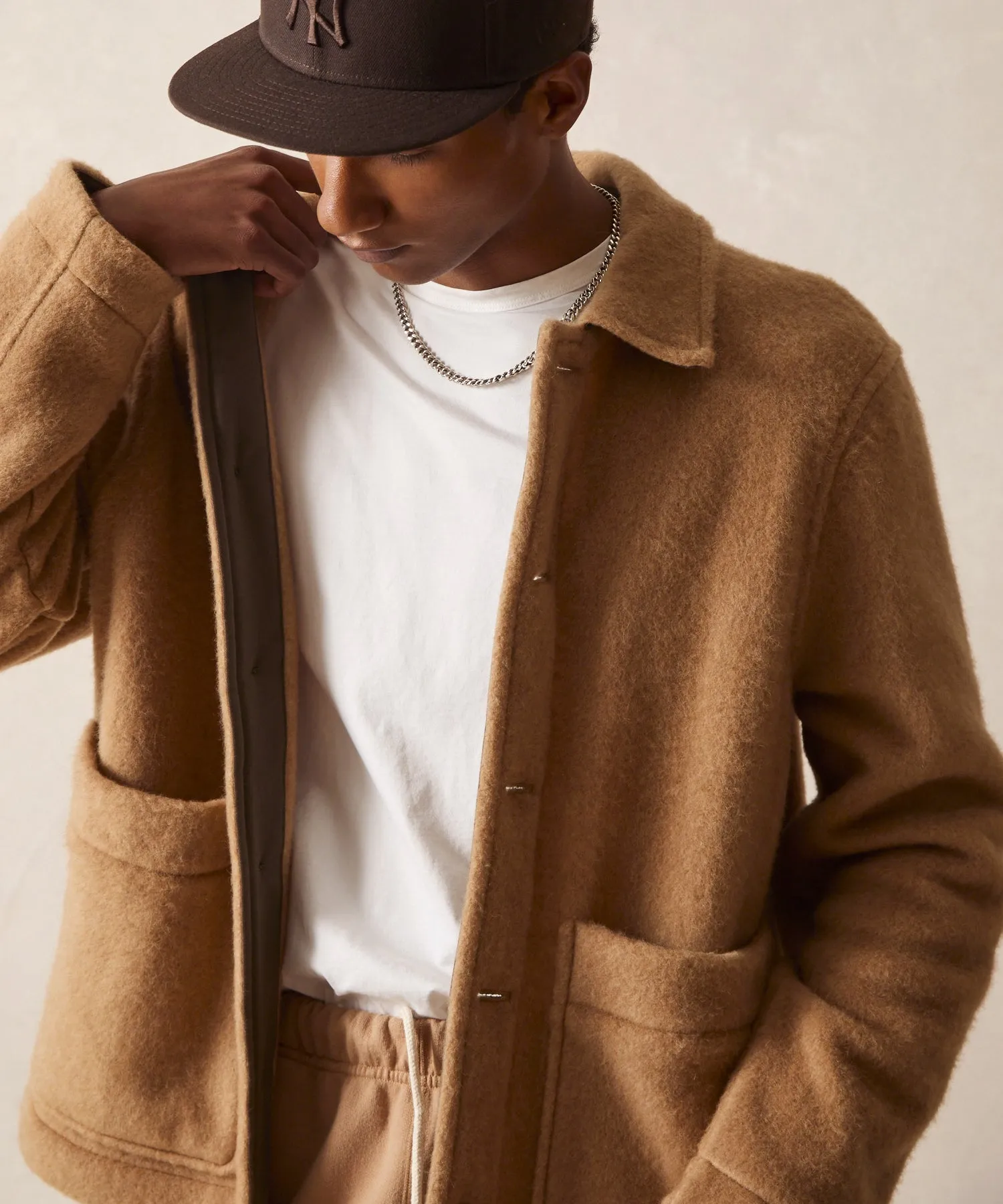 Camel Fleece Chore Jacket in Camel