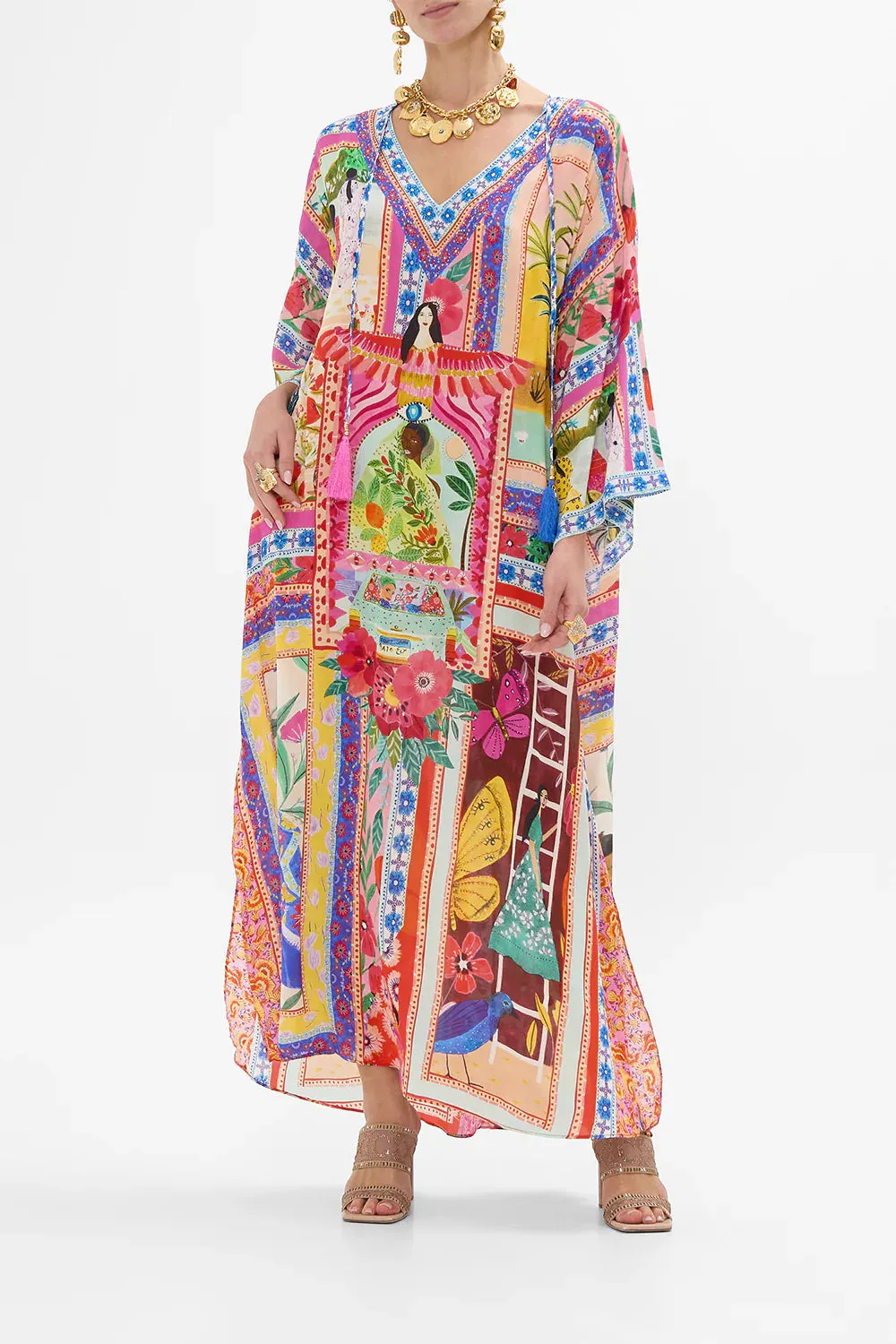 CAMILLA | ROEQIYAS V NECK KAFTAN WITH TIES