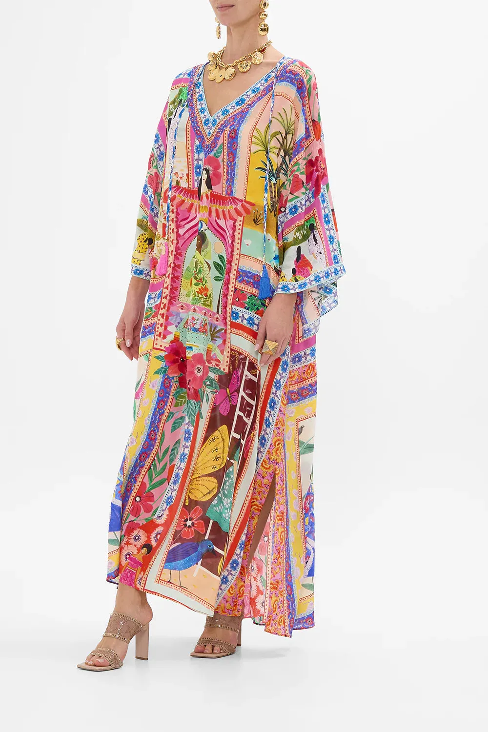 CAMILLA | ROEQIYAS V NECK KAFTAN WITH TIES