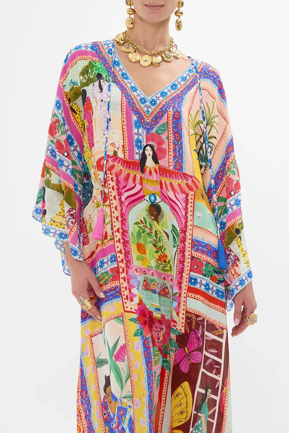 CAMILLA | ROEQIYAS V NECK KAFTAN WITH TIES