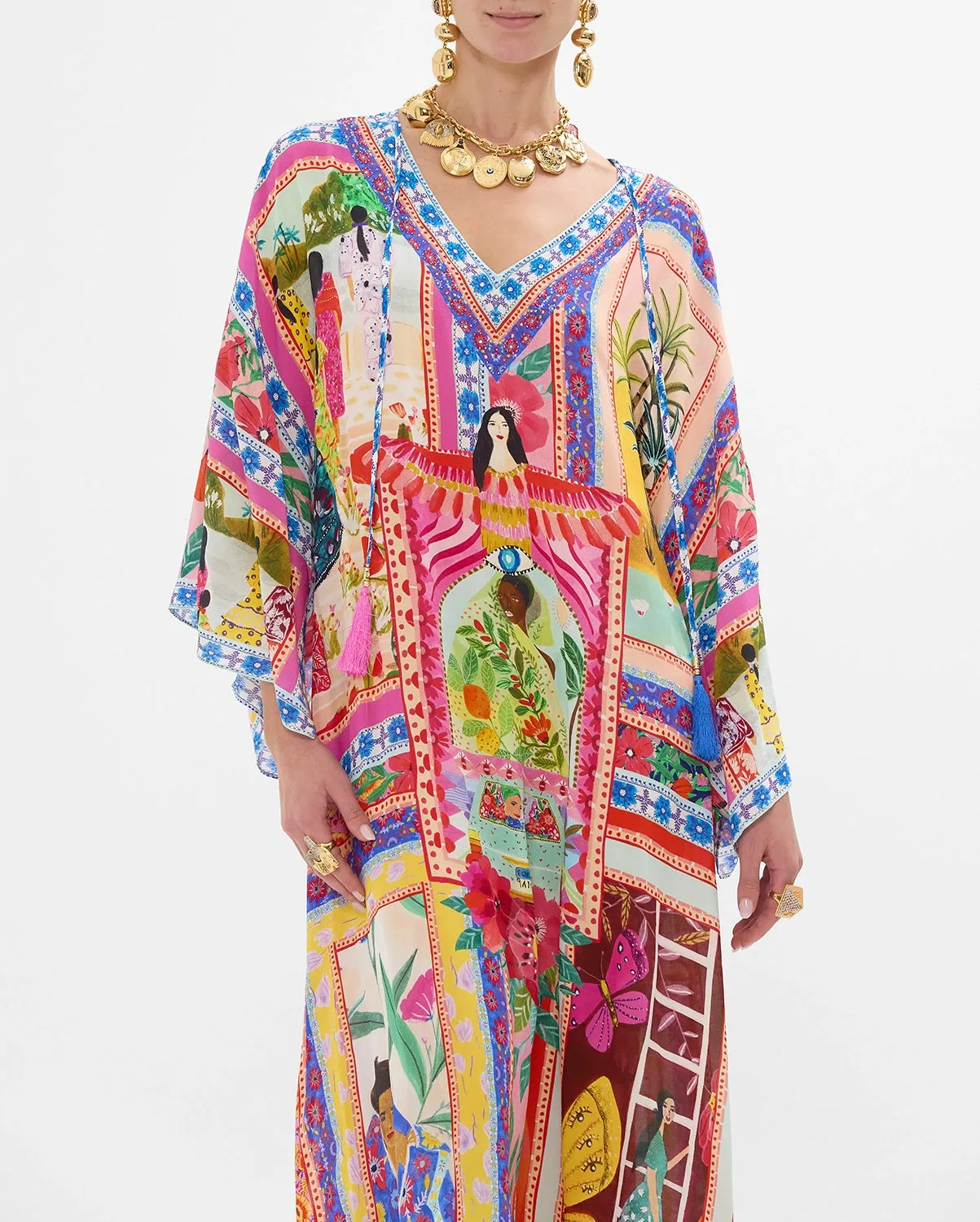 CAMILLA | ROEQIYAS V NECK KAFTAN WITH TIES