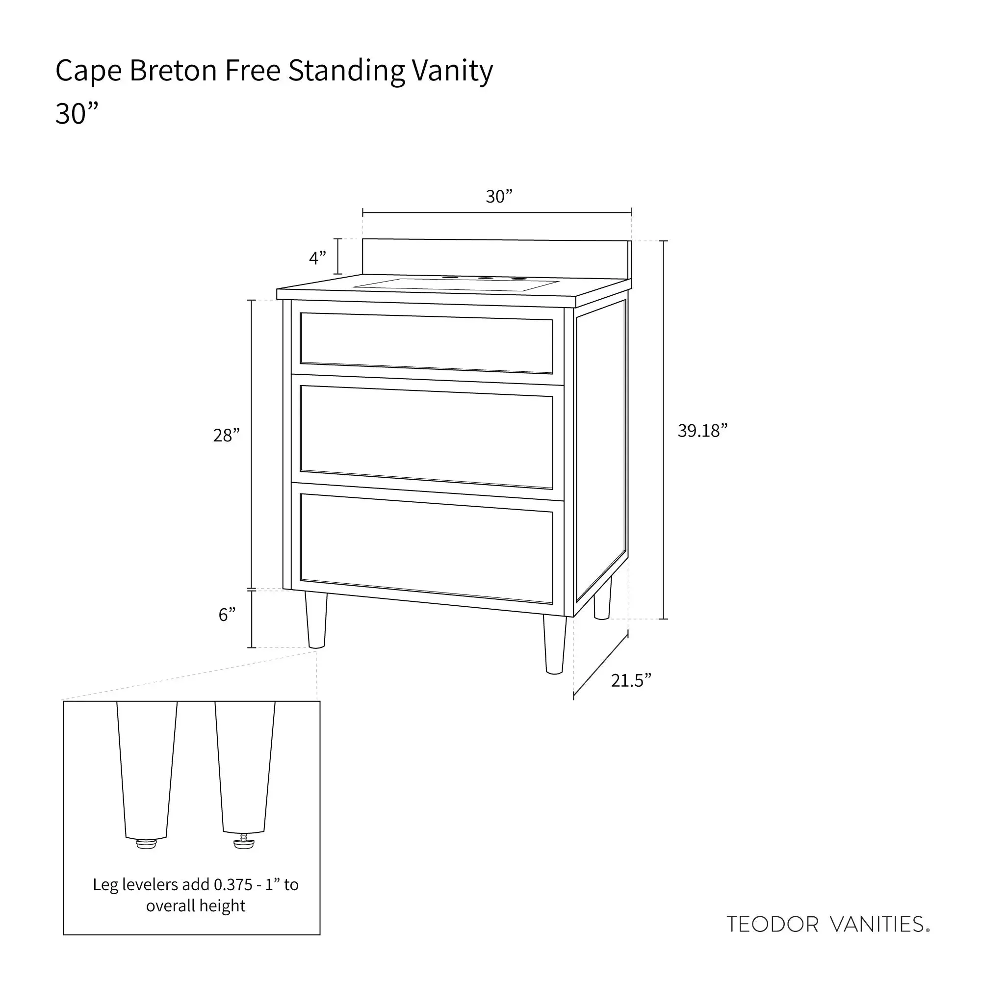 Cape Breton 30" Blackened Oak Bathroom Vanity