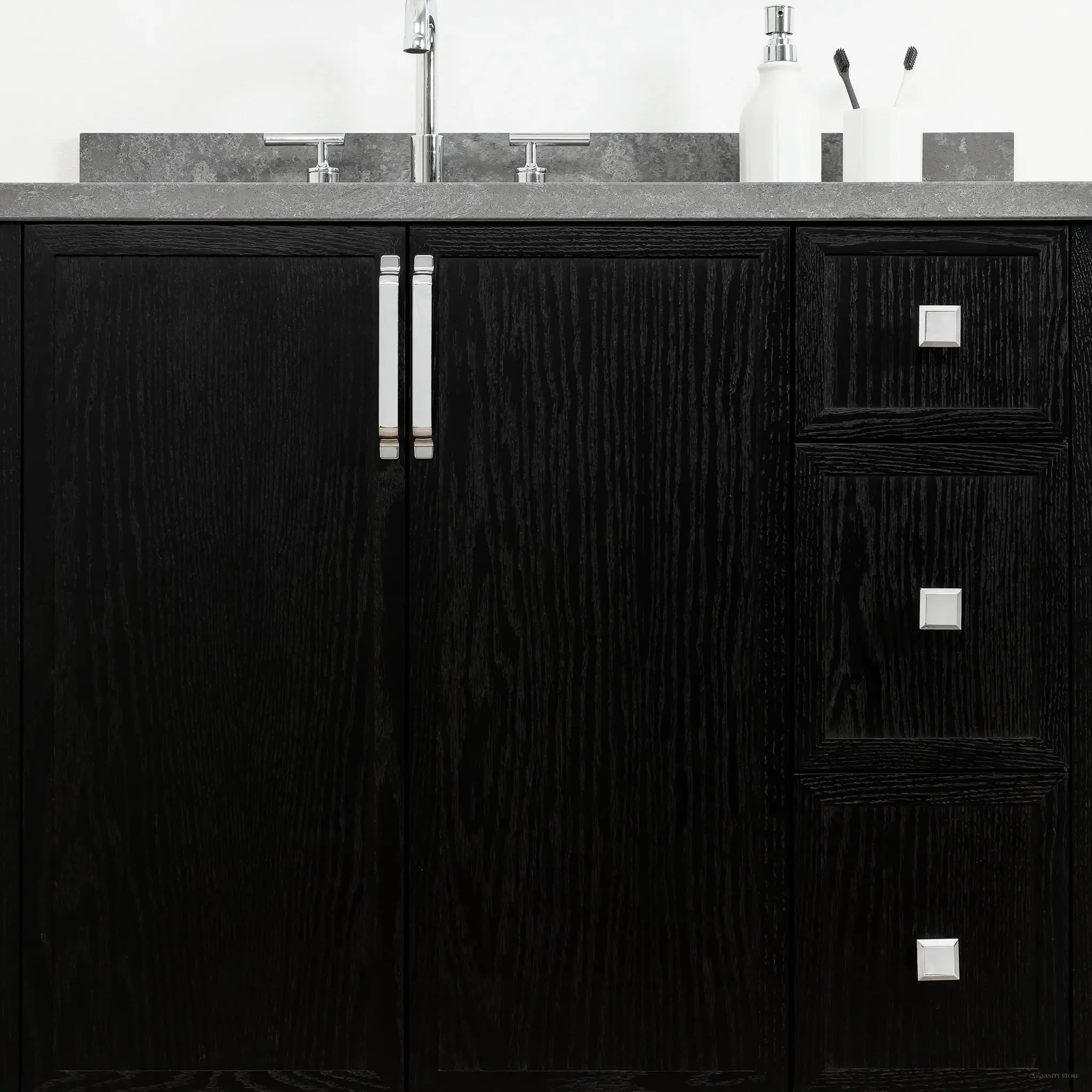 Cape Breton 36" Blackened Oak Bathroom Vanity, Left Sink