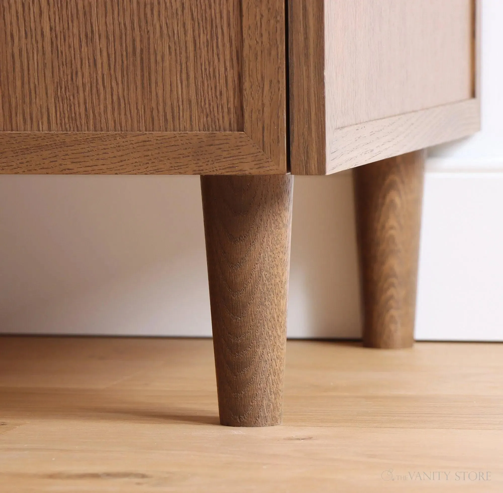 Cape Breton 36" Mid Century Oak Bathroom Vanity, Left Sink