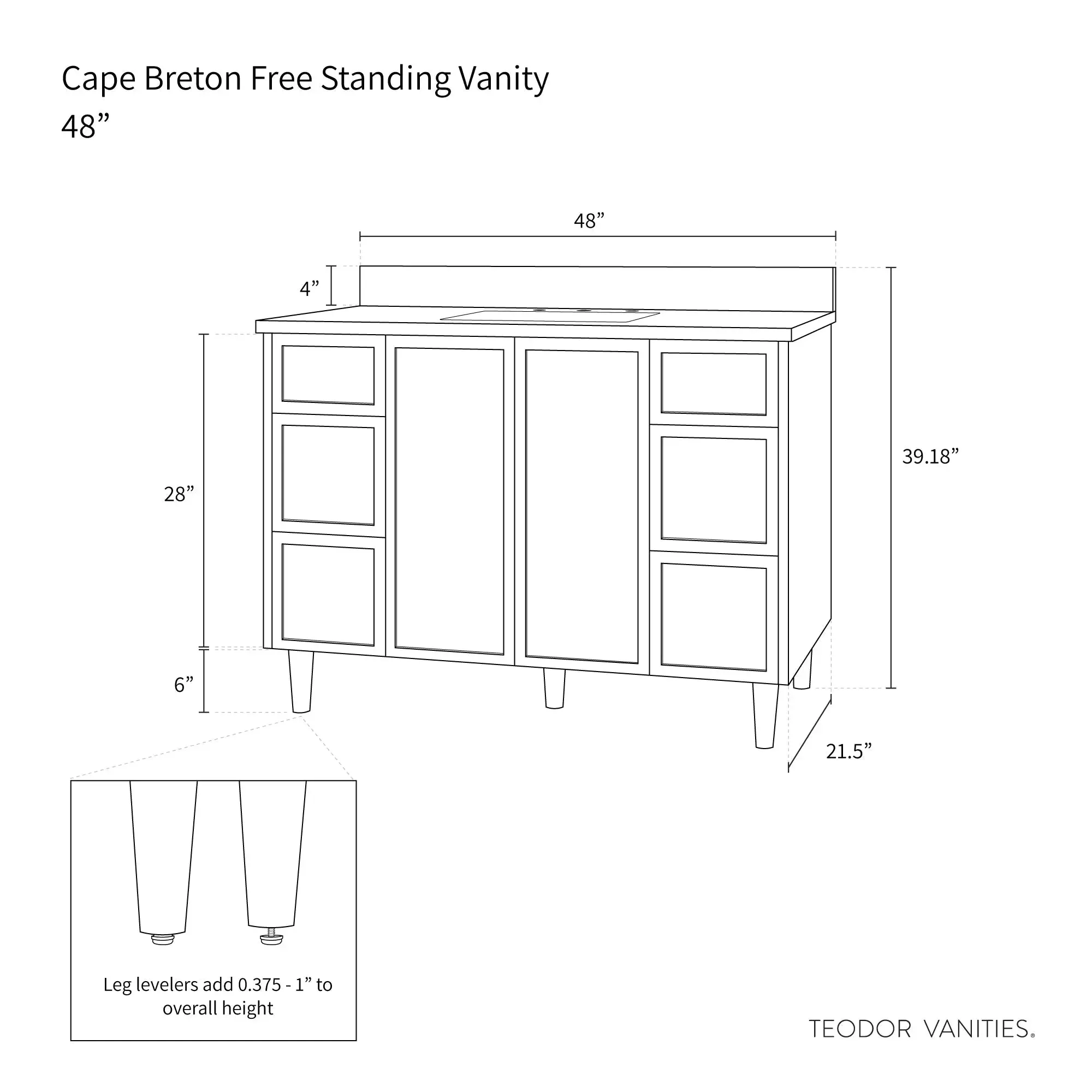 Cape Breton 48" Blackened Oak Bathroom Vanity